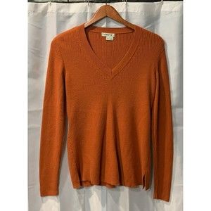 Orvis Women's Size M V-Neck Long Sleeve Orange Shirt Top